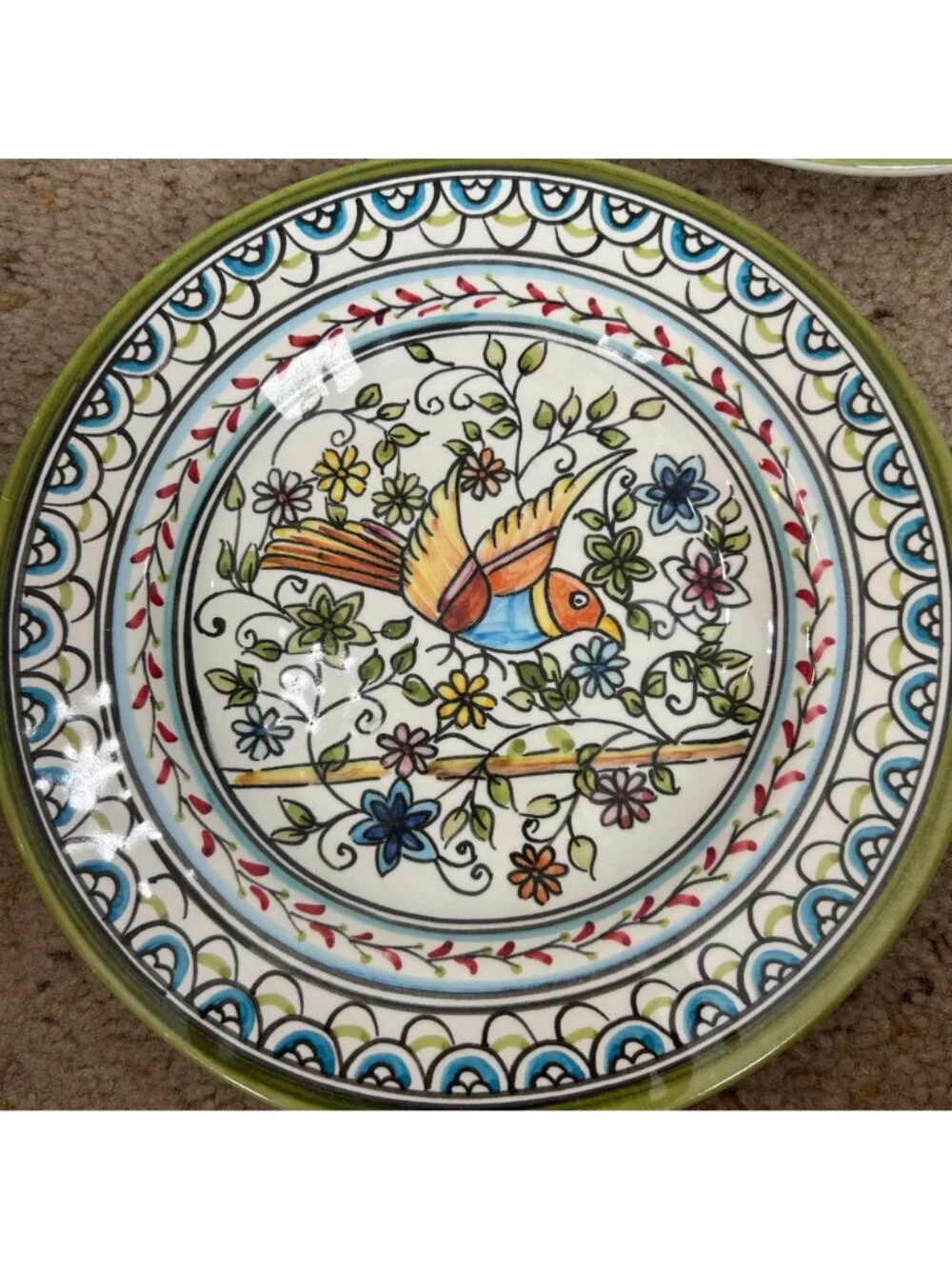 Williams Sonoma Nazari Melamine Salad Plates Set of 5 Bird & Peacock Floral 8.5